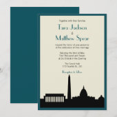 DC Skyline Wedding Uitnodiging - Blauwgroen / Ivor (Voorkant / Achterkant)