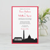 DC Skyline Wedding Uitnodiging - Rode Grens (Staand voorkant)