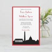 DC Skyline Wedding Uitnodiging - Rood (Staand voorkant)