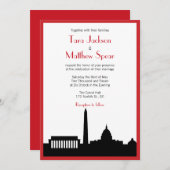 DC Skyline Wedding Uitnodiging - Rood (Voorkant / Achterkant)