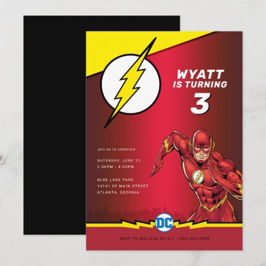 DC-strips - De Flash | Geboortedag Kaart (Voorkant / Achterkant)