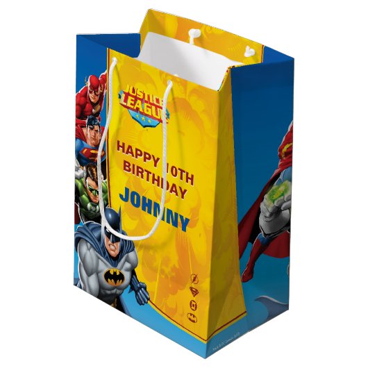DC-strips | Justice League - Birthday Medium Cadeauzakje (Achterkant Gekanteld)