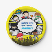 DC-strips | Justice League - Chibi Birthday Papieren Bordje (Voorkant)