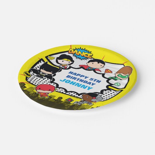 DC-strips | Justice League - Chibi Birthday Papieren Bordje (Gekanteld)