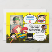 DC-strips | Justice League - Chibi Birthday Photo Kaart (Voorkant)