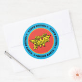 DC-strips | Logo Wonder Woman | Fijne verjaardag Ronde Sticker (Envelop)