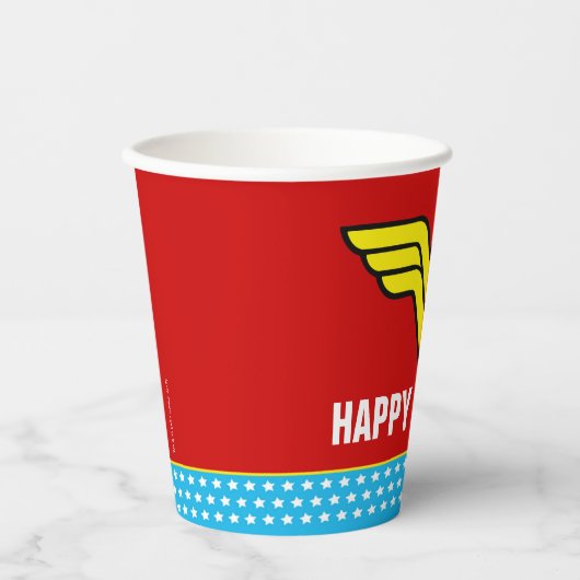 DC-strips | Woeddag Wonder Woman Papieren Bekers (Voorkant)