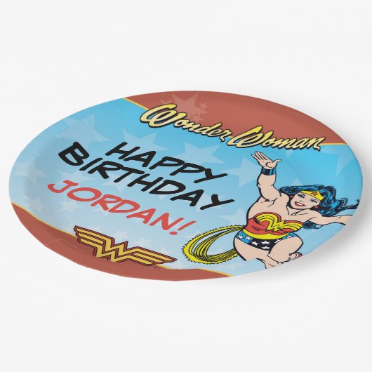 DC-strips | Woeddag Wonder Woman Papieren Bordje (Gekanteld)