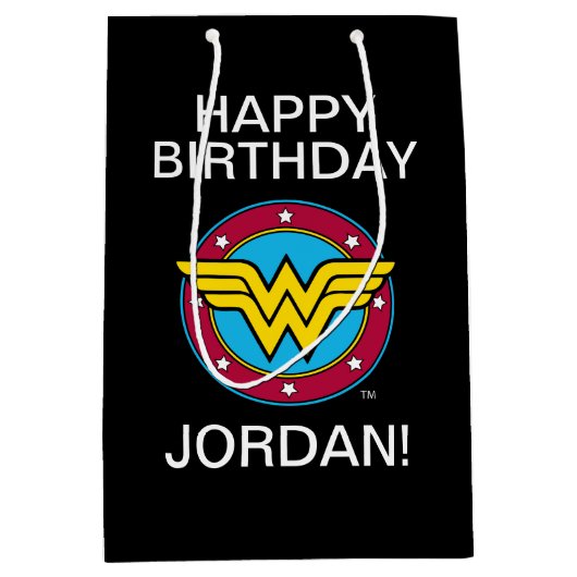 DC-strips | Wonder Woman Circle & Stars Logo Medium Cadeauzakje (Voorkant)