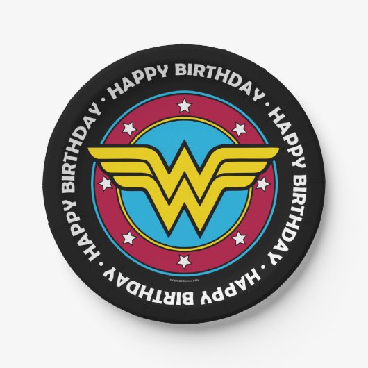 DC-strips | Wonder Woman Circle & Stars Logo Papieren Bordje (Voorkant)