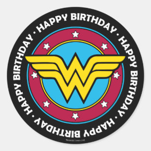 DC-strips   Wonder Woman Circle & Stars Logo Ronde Sticker