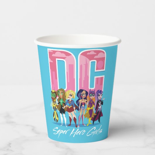 DC Super Hero Girls line-up Papieren Bekers (Achterkant)