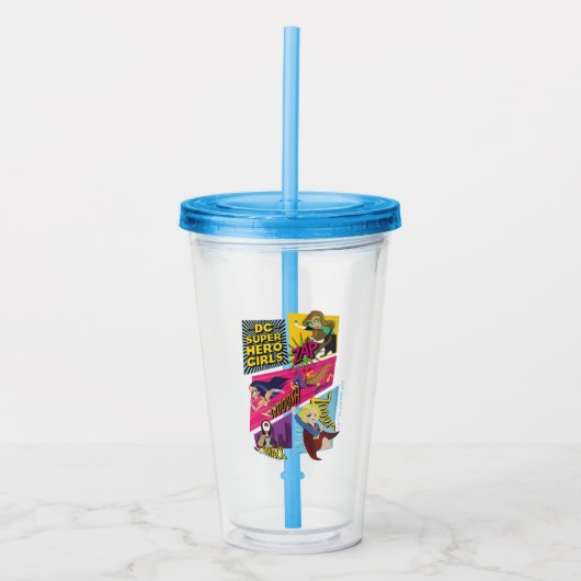 DC Super Hero Meisjes Actie Panelen Acryl Drinkbeker (Voorkant)