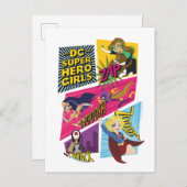 DC Super Hero Meisjes Actie Panelen Briefkaart (Voorkant / Achterkant)