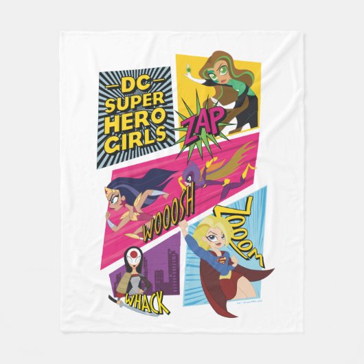 DC Super Hero Meisjes Actie Panelen Fleece Deken (Voorkant)