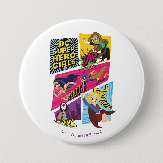 DC Super Hero Meisjes Actie Panelen Ronde Button 7,6 Cm (Voorkant)