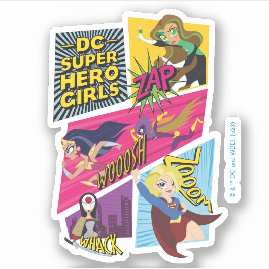DC Super Hero Meisjes Actie Panelen Sticker (Voorkant)