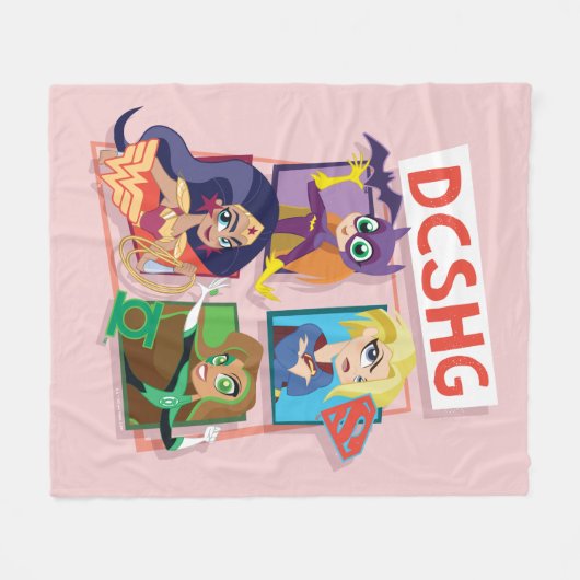 DC Super Hero Meisjes Quartet Fleece Deken (Voorkant (Horizontaal))