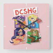 DC Super Hero Meisjes Quartet Vierkante Klok (Voorkant)