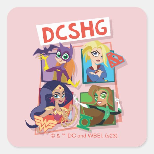 DC Super Hero Meisjes Quartet Vierkante Sticker (Voorkant)