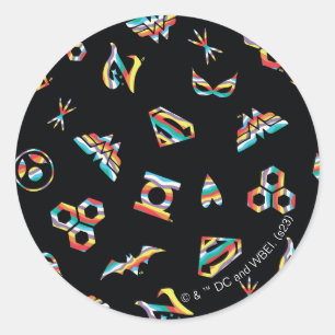 DC Super Hero Meisjes Regenboog Icoon Patroon Ronde Sticker