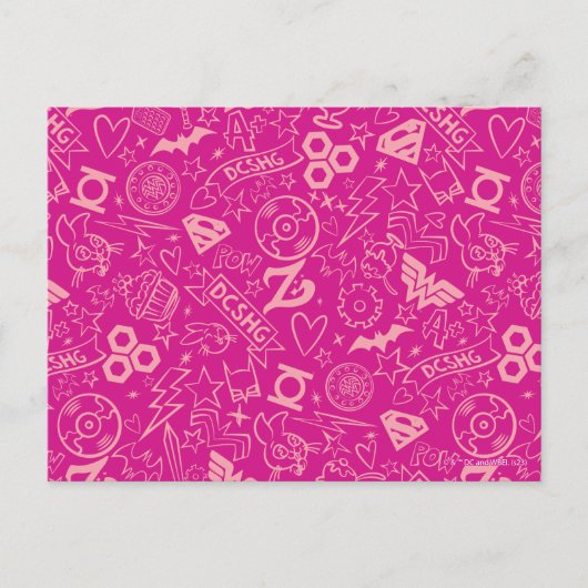 DC Super Hero Meisjes Roze Icoon Patroon Briefkaart (Voorkant)