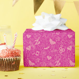 DC Super Hero Meisjes Roze Icoon Patroon Cadeaupapier