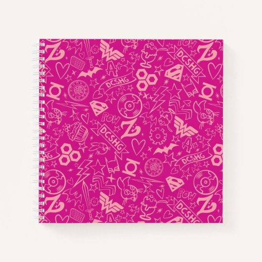 DC Super Hero Meisjes Roze Icoon Patroon Notitieboek (Voorkant)
