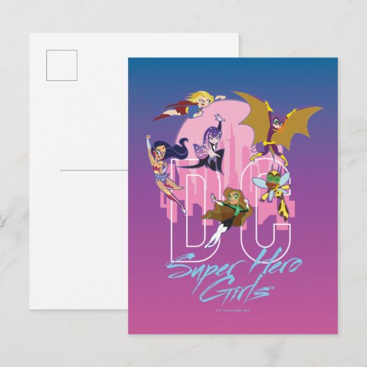 DC Super Hero Meisjes Skyline Briefkaart (Voorkant / Achterkant)