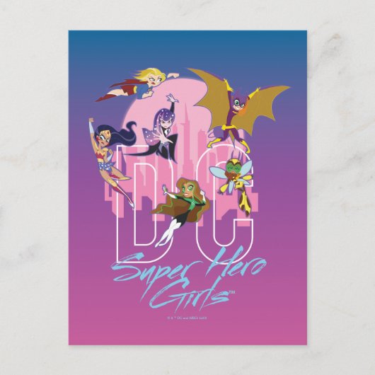 DC Super Hero Meisjes Skyline Briefkaart (Voorkant)