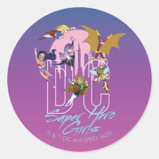 DC Super Hero Meisjes Skyline Ronde Sticker
