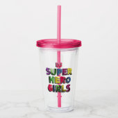 DC Super Hero Meisjes Stad Lettering Acryl Drinkbeker (Voorkant)