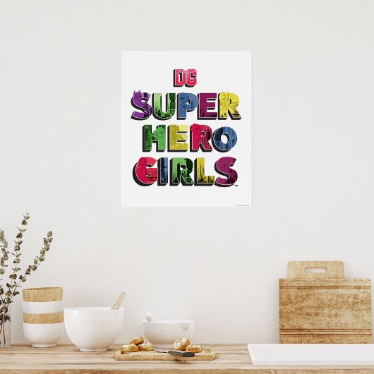 DC Super Hero Meisjes Stad Lettering Poster (Keuken)