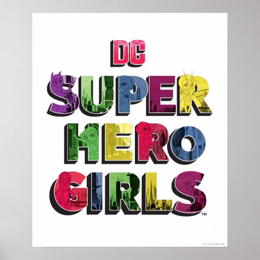 DC Super Hero Meisjes Stad Lettering Poster (Voorkant)