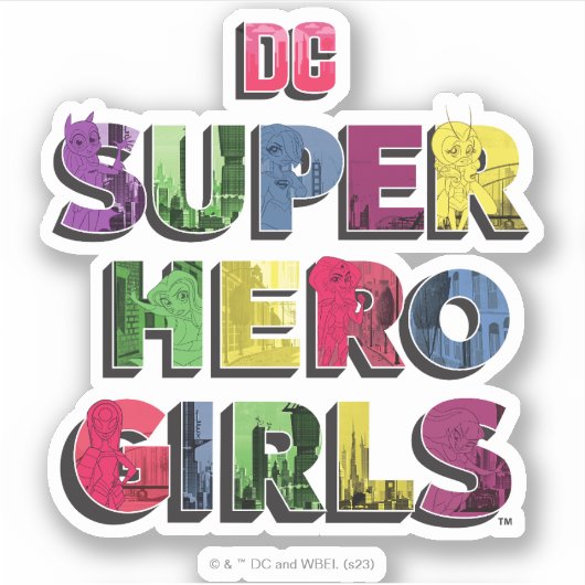 DC Super Hero Meisjes Stad Lettering Sticker (Voorkant)