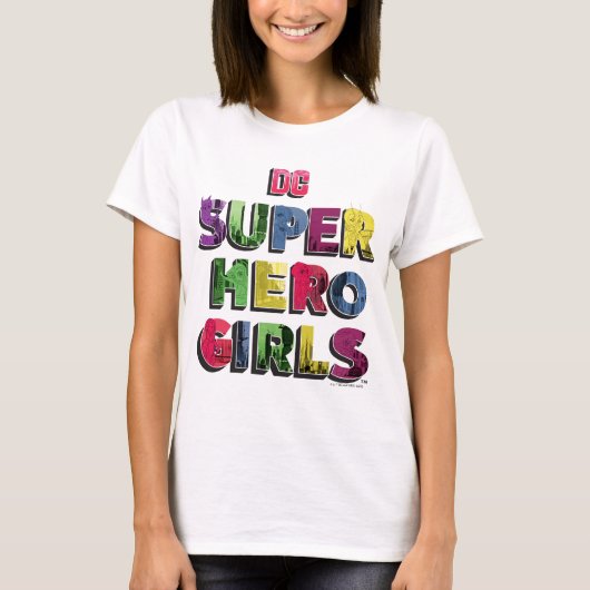 DC Super Hero Meisjes Stad Lettering T-shirt (Voorkant)