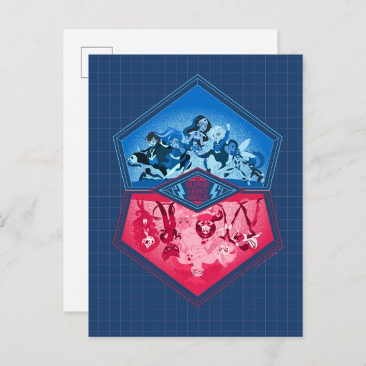 DC Super Hero Meisjes Teamwork Battle Briefkaart (Voorkant / Achterkant)