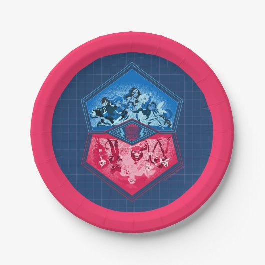 DC Super Hero Meisjes Teamwork Battle Papieren Bordje (Voorkant)