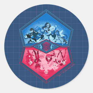 DC Super Hero Meisjes Teamwork Battle Ronde Sticker