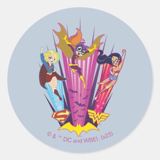 DC Super Hero Meisjes Trio Ronde Sticker (Voorkant)