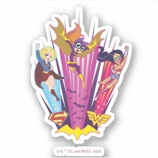 DC Super Hero Meisjes Trio Sticker (Voorkant)