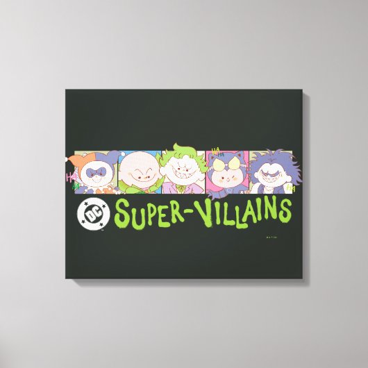 DC Super-Schurken Cartoon Line-Up Canvas Afdruk (Voorkant)