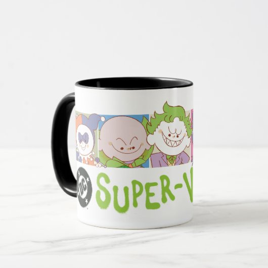 DC Super-Schurken Cartoon Line-Up Mok (Voorkant links)