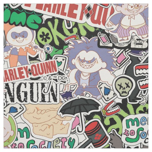 DC Super-Schurken Cartoonpatroon Stof (Swatch)