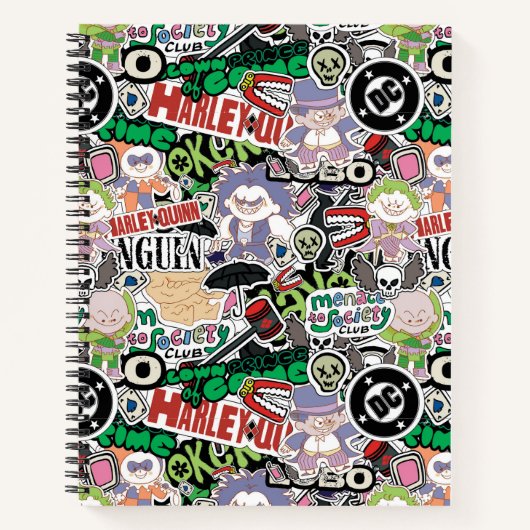 DC Super-Villains Cartoon Pattern Notitieboek (Voorkant)