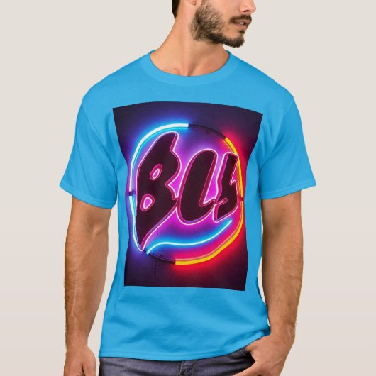 DC T-shirt blauw Neon Design (Voorkant)