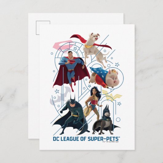 DC Trinity Heroes & Super Pets Briefkaart (Voorkant / Achterkant)