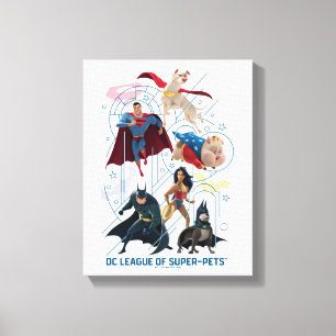 DC Trinity Heroes & Super Pets Canvas Afdruk