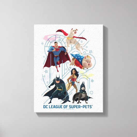 DC Trinity Heroes & Super Pets Canvas Afdruk (Voorkant)