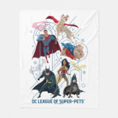 DC Trinity Heroes & Super Pets Fleece Deken (Voorkant)